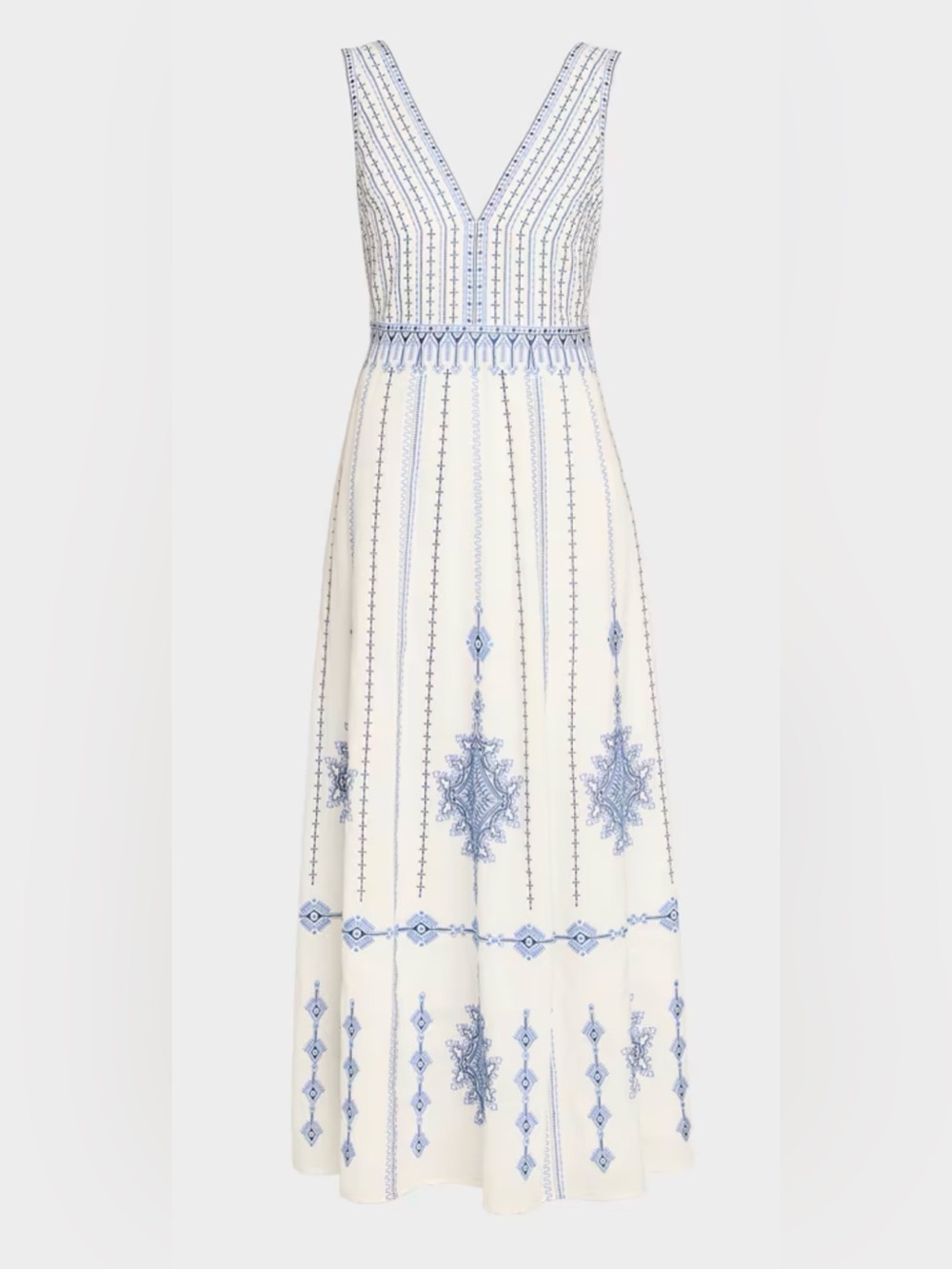 EMPORIO SIRENUSE Nellie Astragal Embroidered Maxi Dress, size 36
